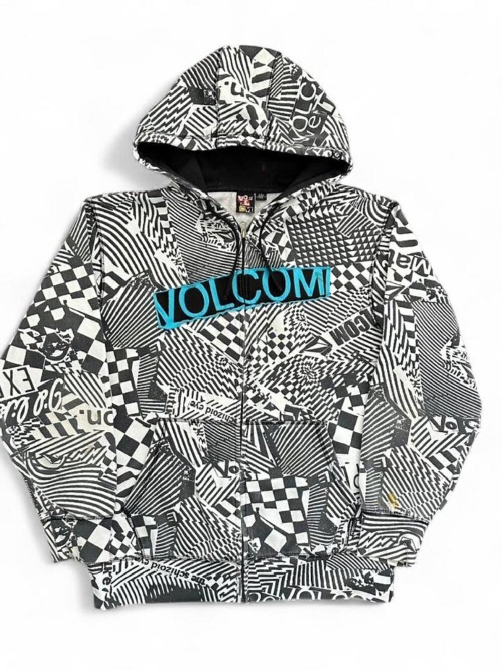 Volcom Full Zip Hoodie Shcizoid Graphic Skate Y2K Streetwear Mens Large Flaws